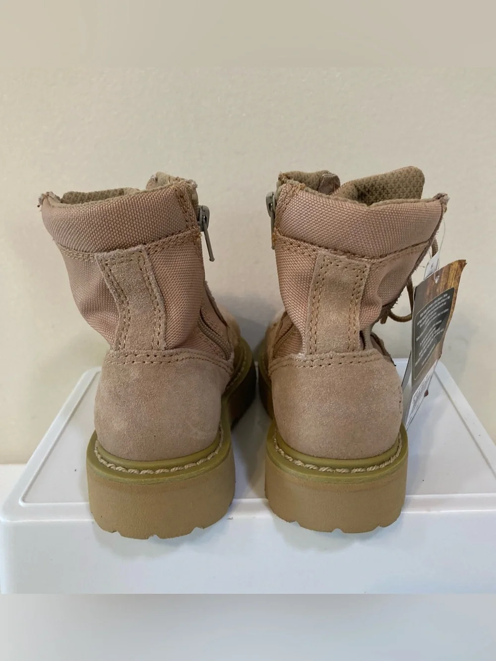 McRae Macs Kids Sz 8.5 Tan Suede Boys Combat Boots NEW